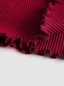 SHEIN MOD 女式露肩不对称下摆连衣裙 - 酒紅色 - 查看 4