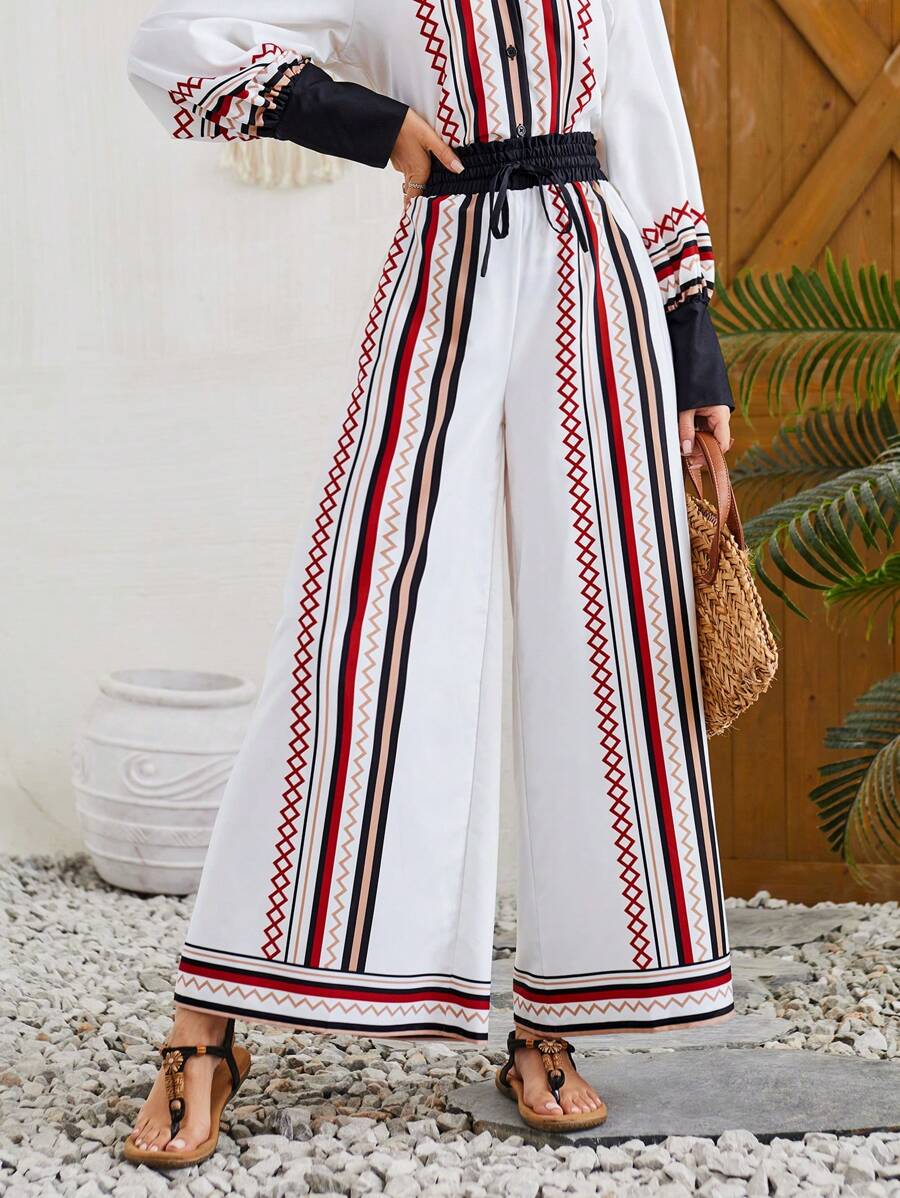 Aveloria Women's Striped Printed Pants - Multicolor - View 1