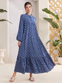 Al Najma 女士长款灯笼袖花卉朴素连衣裙 - 彩色 - 查看 5