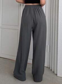 Dazy Designer Pantalones casuales sueltos de unicolor con diseño de cordón elástico en la cintura, pantalones holgados para mujeres, ropa de mujer para otoño