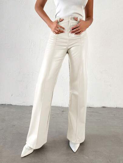 EURMUSE Women'S Straight Leg Pu Leather Pants