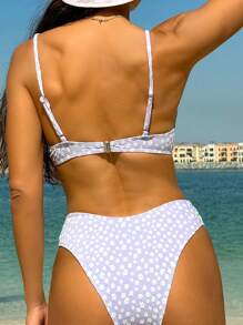 Swim Vcay 夏季海滩女士印花提花比基尼套装（带钢圈）婚礼 - 紫丁香色 - 查看 2