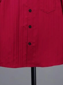 SHEIN 青少年男孩休閒舒適短袖襯衫 - 紅色 - 查看 6