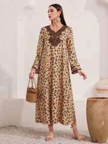 Al Najma Arabian Dresses Appliques Kontras Lace All Over Print Modest - Kuning - View 6