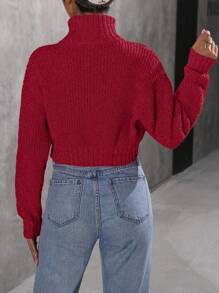 SHEIN Unity 實色高領短款毛衣