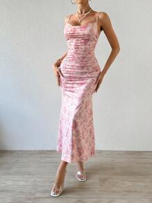 Firerie Ladies' Floral Print Mermaid Hem Cami Dress - Pink - View 1