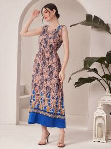 Mulvari Của phụ nữ Hai chiếc Bộ Với Paisley In Bùng nổ Tay áo Áo khoác Và Váy không tay - Nhiều màu - Xem 8