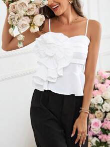 SHEIN Privé Áo yếm trang trí hoa 3d ngày lễ tình nhân của phụ nữ - trắng - Xem 6