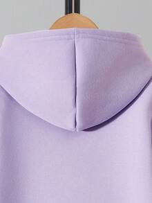 Cô gái Tween con chuồn chuồn & In thư áo có mũ Lông cừu Áo nỉ - Màu tím - Xem 6