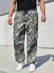 Manfinity Roughcore Men'S Plus Size Plant Print Cargo Pants - Multicolor - View 6