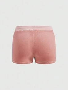 ROMWE Grunge Punk Kích thước lớn Vượt qua Pha lê Trang trí Eo dây rút Quần short - Hồng - Xem 2