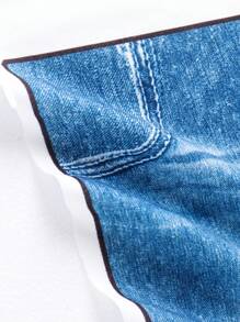 Baby Girls' Heart Pattern T-Shirt And Flare Jeans Printed Pants Set - White - View 3