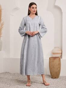 Al Najma 女士鬆身印花裙,帶有凸緣領子