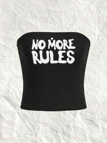 SHEIN EZwear Black Letter Printed Tight-Fitting Women's Bandeau Top