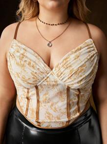 HOUSE OF THE DRAGON X SHEIN 全印花不對稱下擺背心上衣（plus尺碼） - 白色 - 查看 4