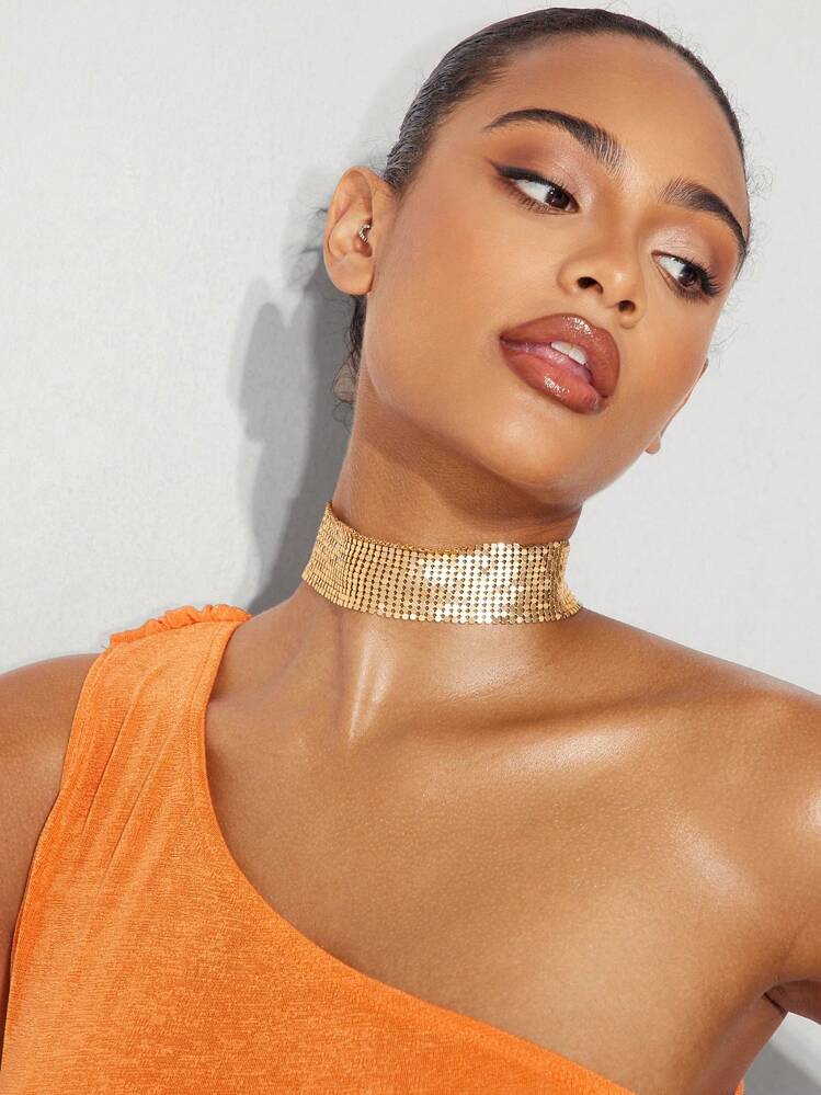 SHEIN BAE Gold Fashion Sequin Choker SHEIN