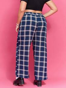 SHEIN EZwear 女裝加大尺寸格紋設計顯瘦長褲 - 彩色 - 查看 2