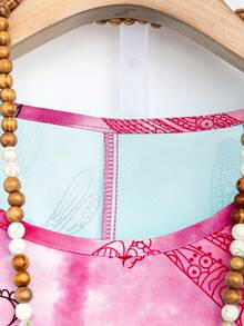 EMERY ROSE 女款大碼蜻蜓印花圓領t恤和純色褲子套裝 - 玫紅色 - 查看 4