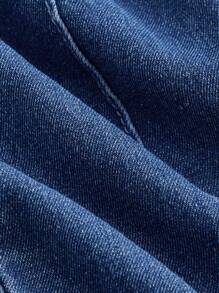 SHEIN MOD Của phụ nữ Không lưng Dây Thắt lưng Denim Áo liền quần - Rửa tối - Xem 4