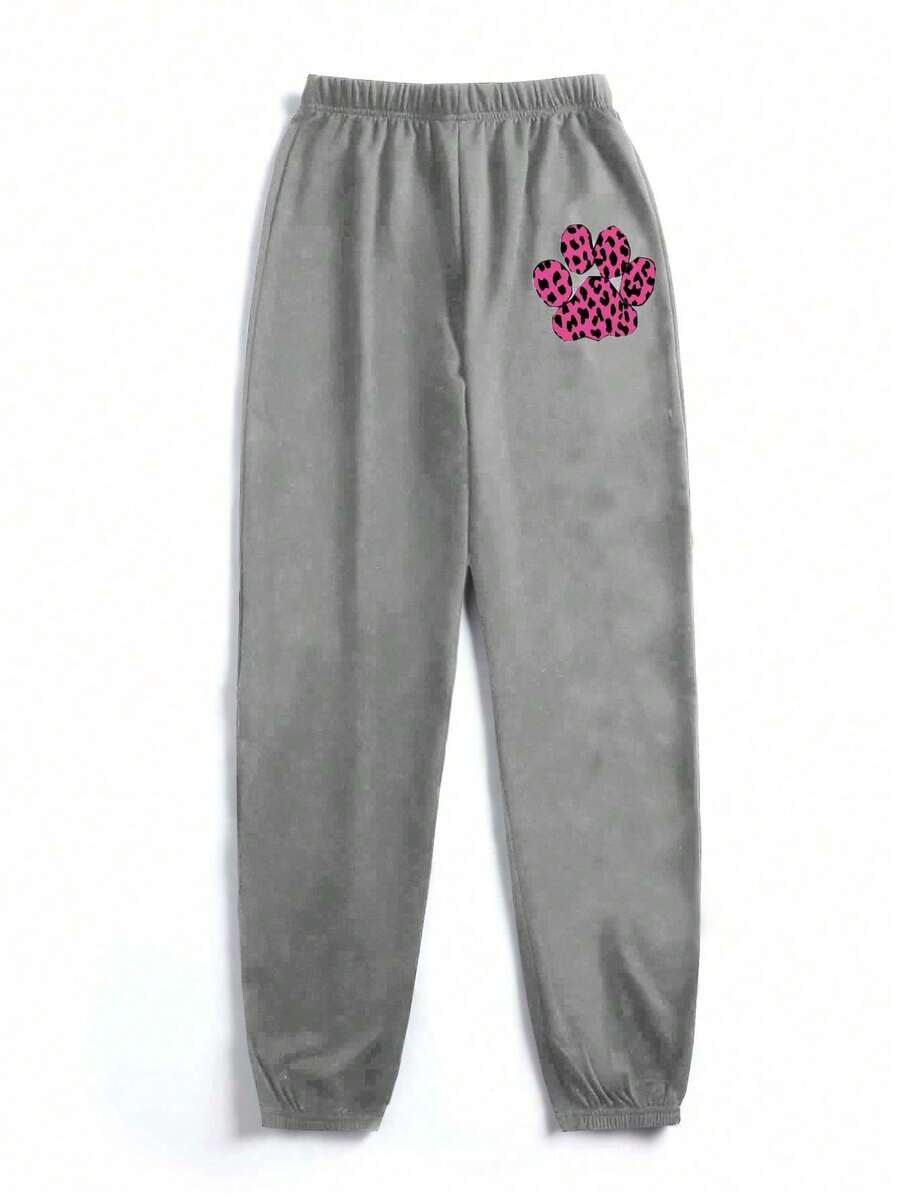 SHEIN EZwear 女用爪形彈性腰運動褲 - 灰色 - 查看 1