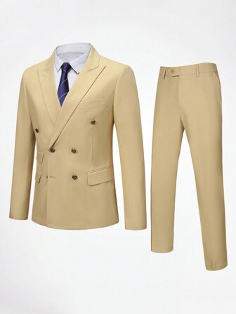 CLOUDSTYLE Anzugset Für Herren In Khaki, Geeignet Für Formelle Anlässe