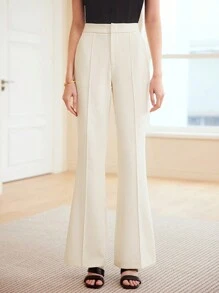 MOTF PREMIUM 編織女性縫紉前方喇叭褲裝 - 黃色 - 查看 5