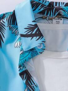 SHEIN Cămașă pentru băieți Tween cu model arbore de cocos