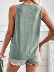 SHEIN LUNE Của phụ nữ Thêu hoa Cổ chữ V Áo ba lỗ - màu xanh lá - Xem 2