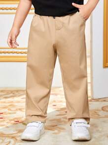 SHEIN Young Boy Solid Color Straight Leg Woven Pants