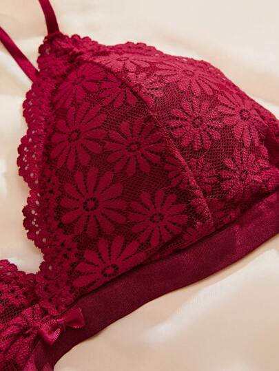 Bloemen Kanten Harness Scallop BH Slipje Lingerie Sets view 5