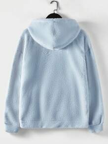 RueChic 男用泰迪熊連帽衫和褲子套裝,附袋鼠口袋 - 淺藍色 - 查看 6