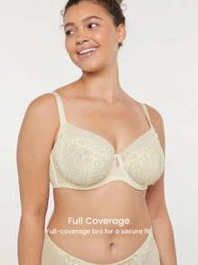 LUVLETTE 内衣全覆盖无衬里花卉蕾丝胸罩 - 白色 - 查看 4