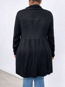 SHEIN LUNE Áo len cardigan thiết kế đơn giản cỡ lớn, dành cho mùa đông - màu đen - Xem 2
