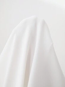 BizChic 女式纯色纽扣长袖衬衫，带褶皱喇叭袖口，城市通勤办公室商务休闲优雅正式衬衫 - 白色 - 查看 11