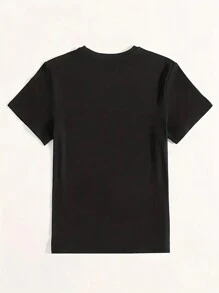 SHEIN Slayr Kích thước lớn Của phụ nữ Chân dung In Ngắn tay Áo thun - màu đen - Xem 2