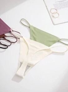 6 piezas de tanga sexy sin costuras de unicolor - Multicolor - Ver 4