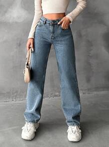 RueChic Women'S Straight Leg Jeans - Light Wash - View 3