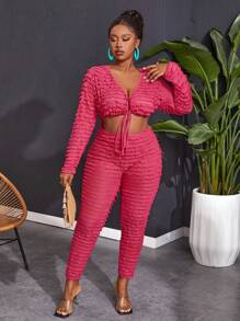 Slaydiva Women'S Plus Size Lace-Up Cutout Jumpsuit - Hot Pink - View 3