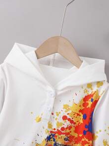 Young Boy Hooded Sweatshirt With Off-Road Vehicle Print - White - View 4