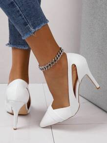 Zapatos De Tacón Alto De Mujer Con Puntera Puntiaguda Y Tacón Delgado De Moda En Color Blanco - Blanco - Ver 3