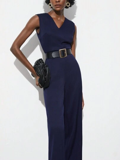 Maija Ladies' Solid Color Casual Jumpsuit