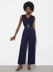 Maija Ladies' Solid Color Casual Jumpsuit