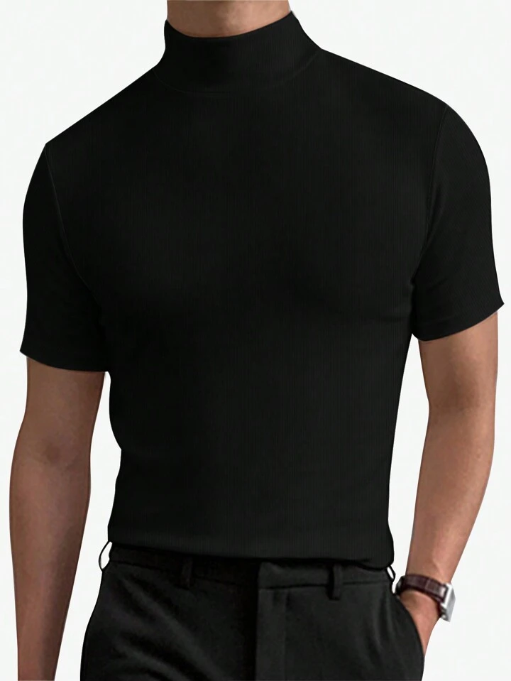 Camiseta manga corta cuello alto hombre outlet