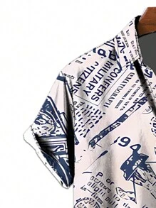 Men's Fashion All Over Print Short Sleeve Shirt - Pink - View 4