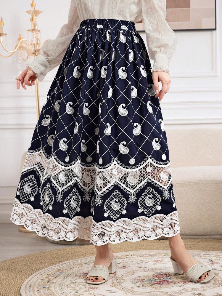 Women's Paisley Pattern Printed Skirt Fall Cloth For Women