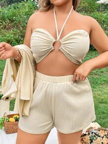 Breezaya Plus Size Women'S Long Shirt And Shorts Two Piece Set