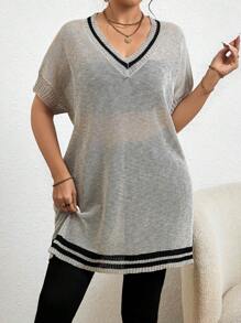 EMERY ROSE Plus Size Women's Batwing Sleeve Short Sweater Dress