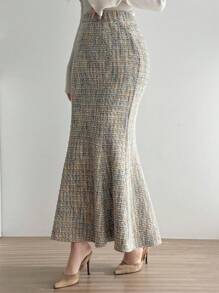 DAZY Elegant Plaid Patterned Mermaid Skirt