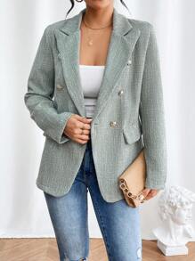 SHEIN Clasi Chaqueta De Traje Cruzada Con Cuello Vuelto Para Mujer