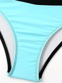 SHEIN Swim Bộ bikini chắp vá in hoa đi biển mùa hè dành cho nữ - Nhiều màu - Xem 5